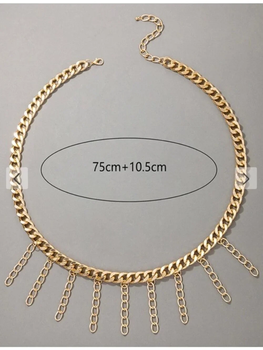 Gold Chain Waist Belt With Dangling Links - Adjustable